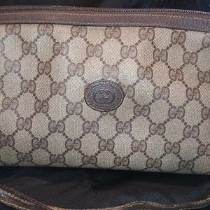 Vintage Gucci Brown/Tan Monogram Triangle Bag